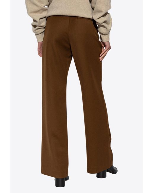 Tory Burch Brown Wide-Leg Wool Tailored Pants