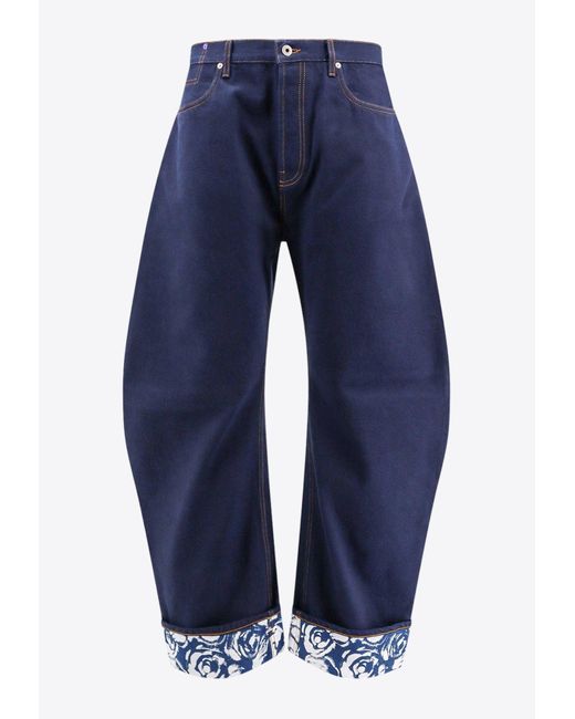 Burberry Blue Straight-Leg Jeans With Floral Detail for men