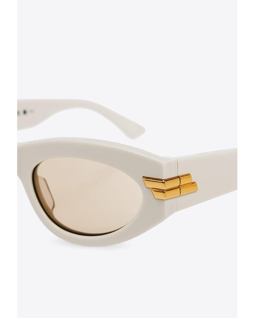 Bottega Veneta Natural Rounded Cat-Eye Sunglasses