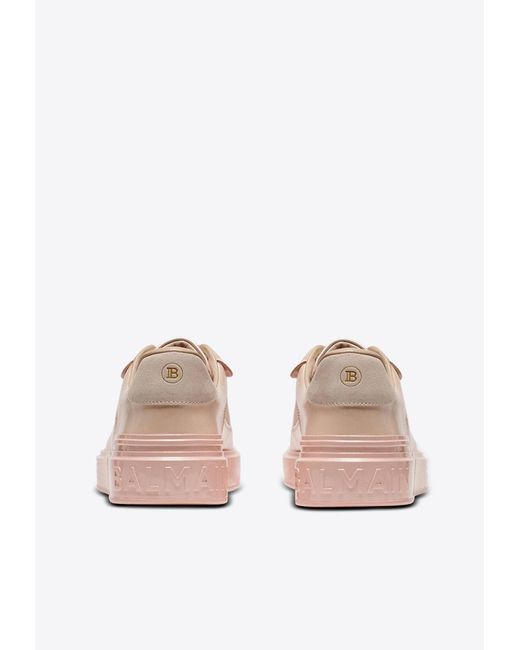 Balmain Pink B-Court Flip Iridescent Low-Top Sneakers