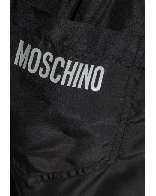 Moschino Blue Logo Print Swim Shorts for men