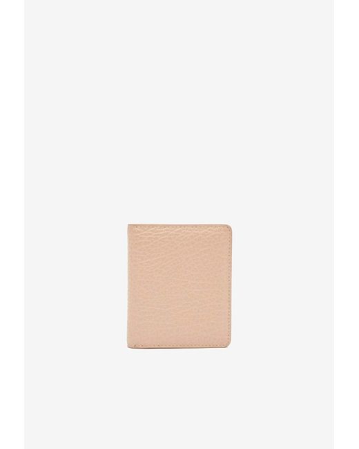 Maison Margiela White Four-Stitches Grained Leather Cardholder