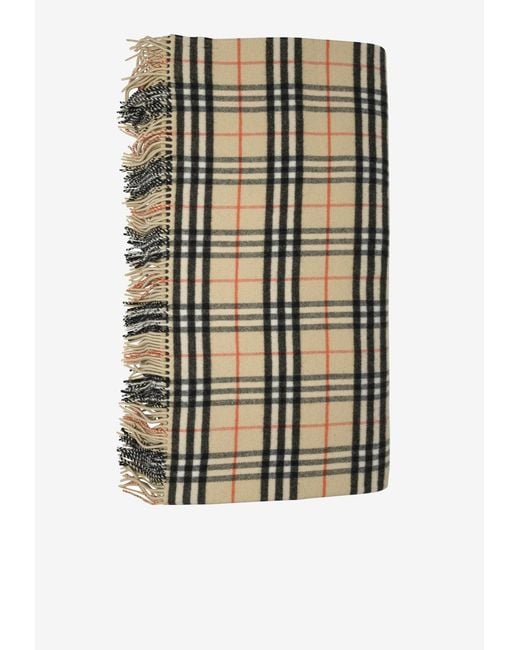 Burberry Natural Cashmere Checked Shawl for men