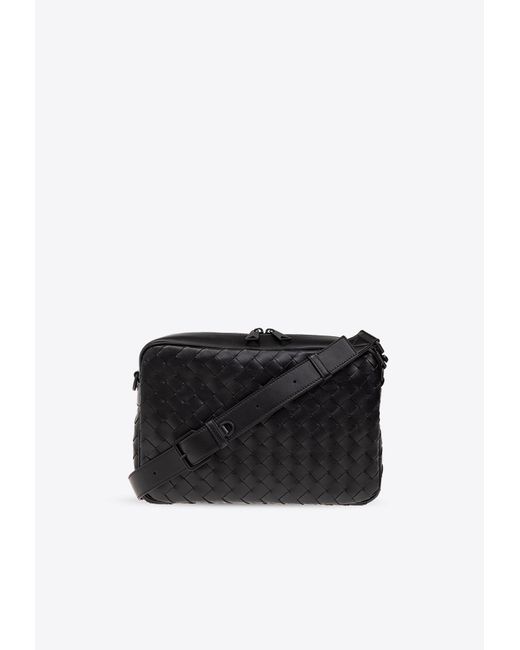 Bottega Veneta Black Medium Intrecciato Camera Bag for men