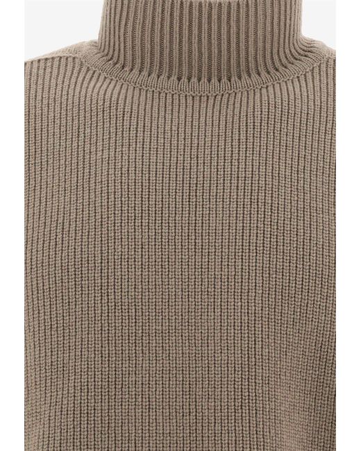 Rick Owens Brown Turtleneck Wool Sweater for men