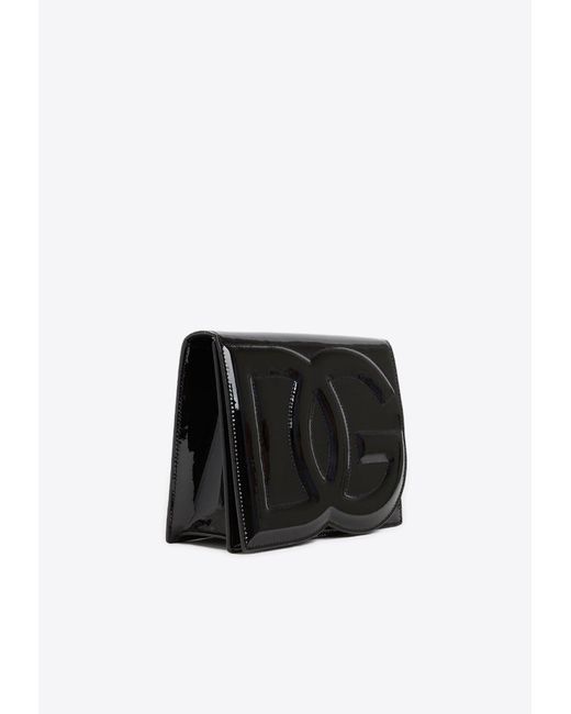 Dolce & Gabbana Black Logo Crossbody Patent Leather Bag