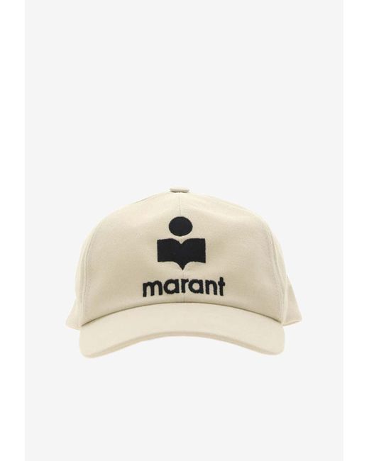 Isabel Marant Natural Tyron Logo Embroidered Baseball Cap