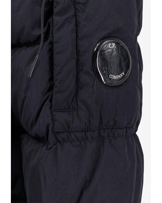C P Company Blue High-Neck Down Jacket for men