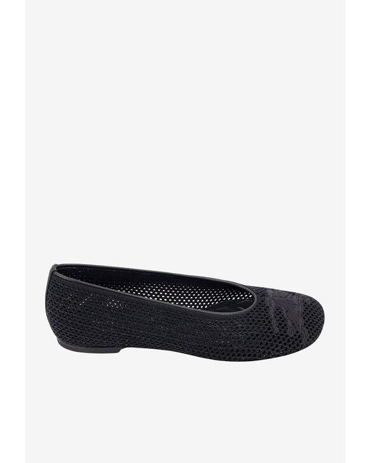 Burberry White Ekd Openwork Ballet Flats