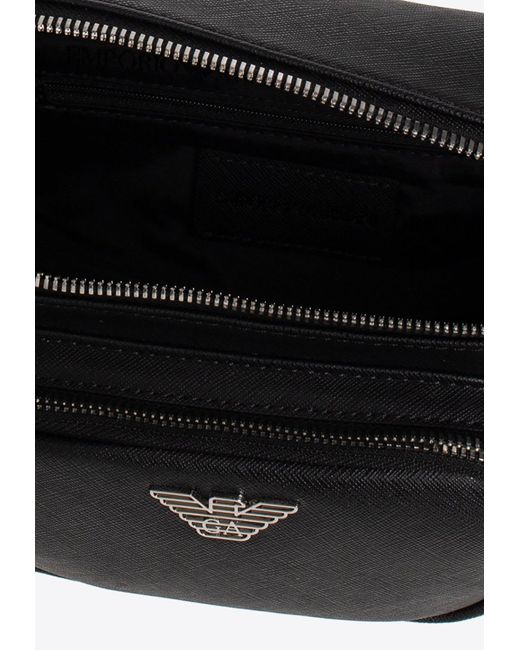Emporio Armani White Logo Plaque Belt Bag for men