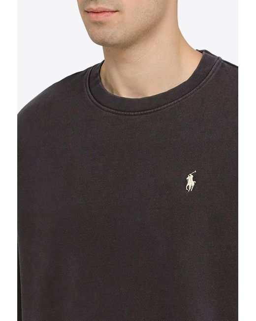 Polo Ralph Lauren Gray Logo Embroidered Crewneck Sweatshirt for men