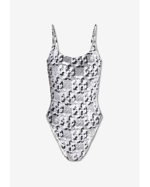 Tory Burch Black T Monogram Print One-Piece Swimsuit