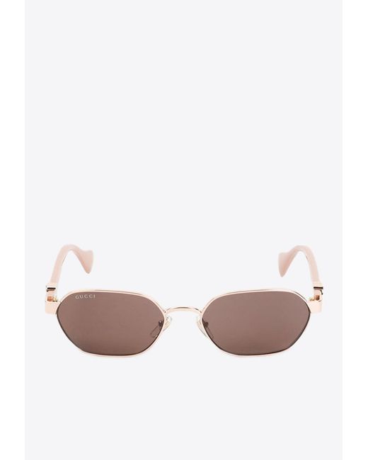 Gucci Hexagonal Metal Sunglasses in Pink | Lyst
