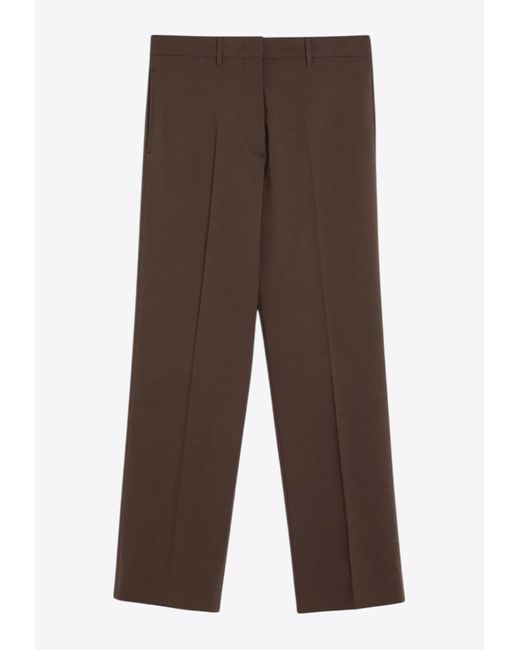 Miu Miu Brown Embroidered Logo Wool Pants