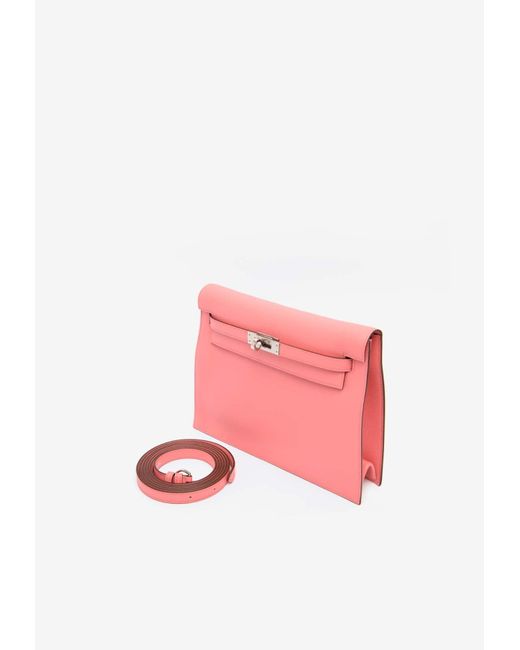 Hermès Pink Kelly Danse Verso In Rose D'ete And Vert Titien Evercolor With Palladium Hardware