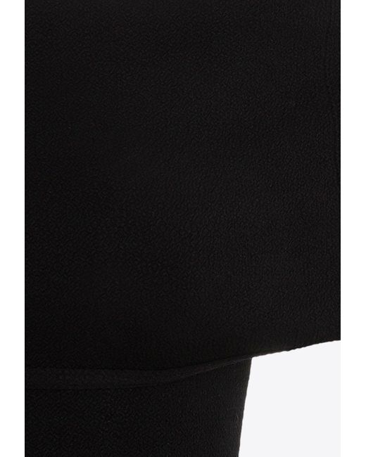 Bottega Veneta Black Textured Nylon Off-Shoulder Midi Dress