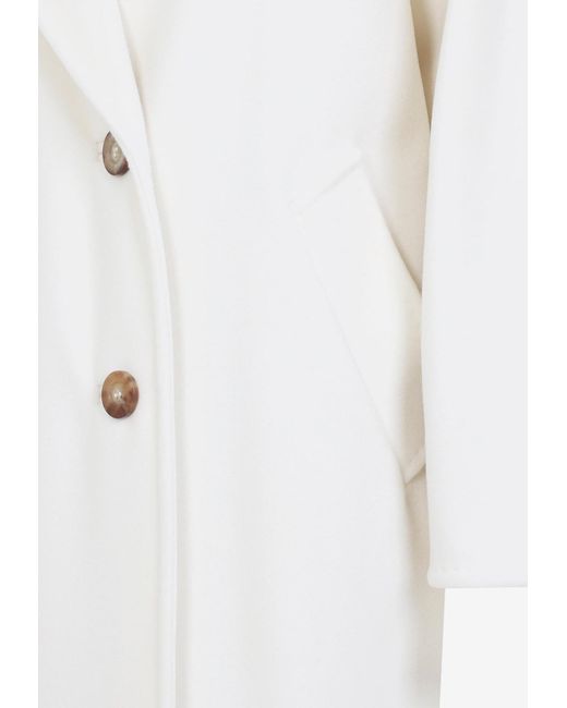 Max Mara White Madame Double-Breasted Wool Coat
