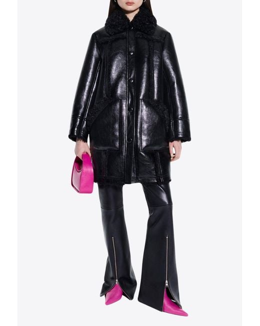 Stand Studio Ramona Glossy Faux Fur Coat in Black Lyst