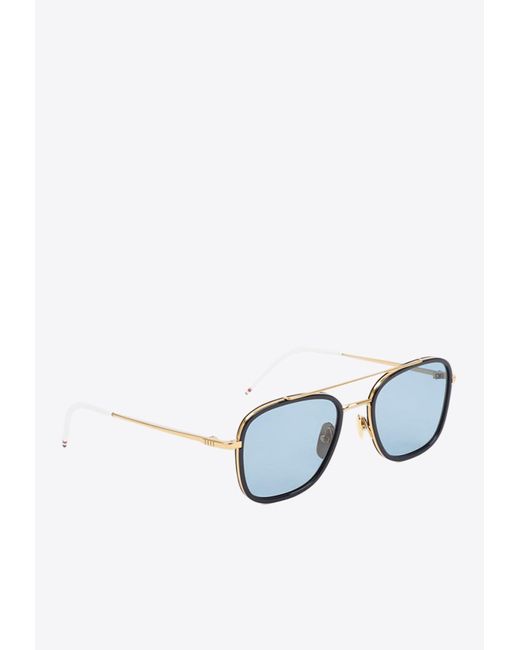 Thom Browne Rectangular Aviator Sunglasses in Blue | Lyst