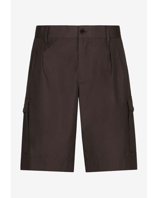 Dolce & Gabbana Black Bermuda Poplin Shorts for men