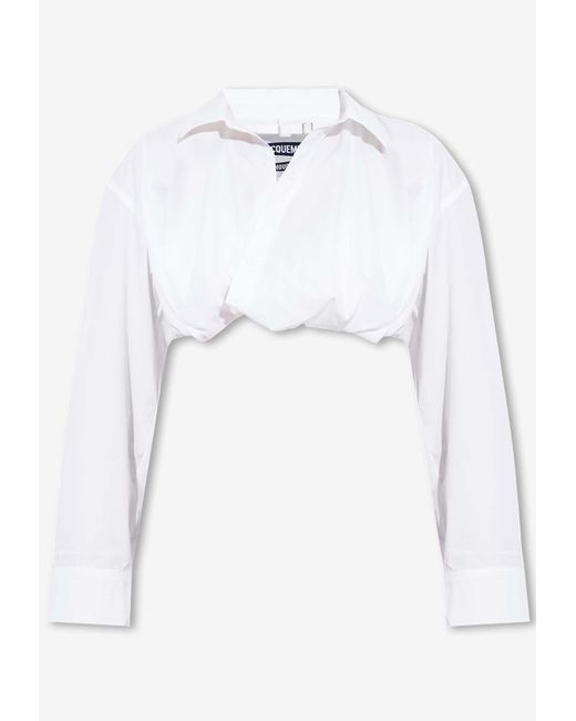 Jacquemus White Bahia Courte Cropped Shirt