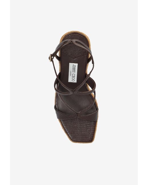 Jimmy Choo Metallic Ayla 110 Raffia Wedge Sandals
