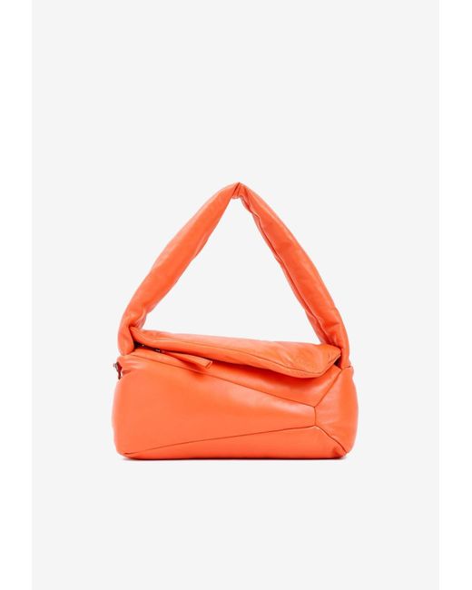Loewe Orange Puffer Puzzle Hobo Bag In Nappa Leather