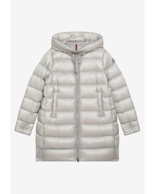 Moncler Gray Suyenne Laqué Zip-Up Down Jacket