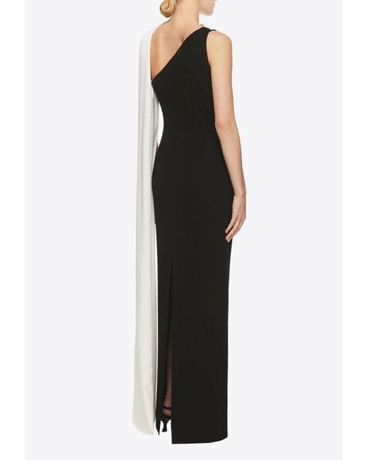 Roland Mouret Black Asymmetric Sash One-Shoulder Maxi Dress