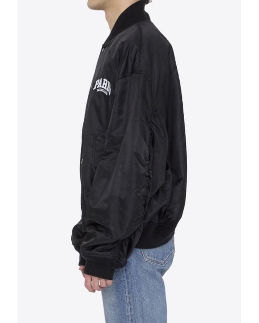 Balenciaga Black Logo Print Padded Bomber Jacket for men