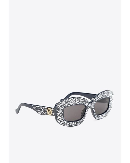 Loewe Gray Anagram Crystal-embellished Sunglasses