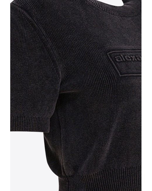 Alexander Wang Black Cropped Crew Neck T-Shirt