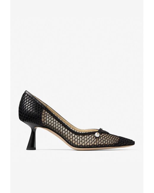 Jimmy Choo Rosalia 65 Pumps In Nappa Leather And Mesh in Black | Lyst ...