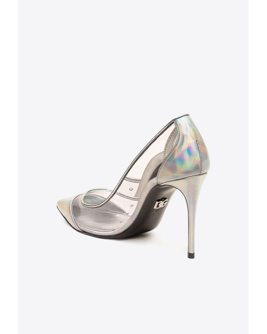 Dolce & Gabbana White 90 Iridescent Pointed-Toe Pumps