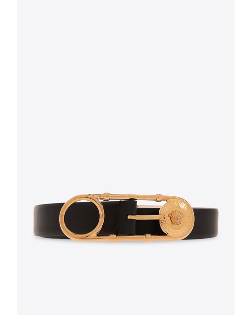 Versace White Safety Pin Leather Belt