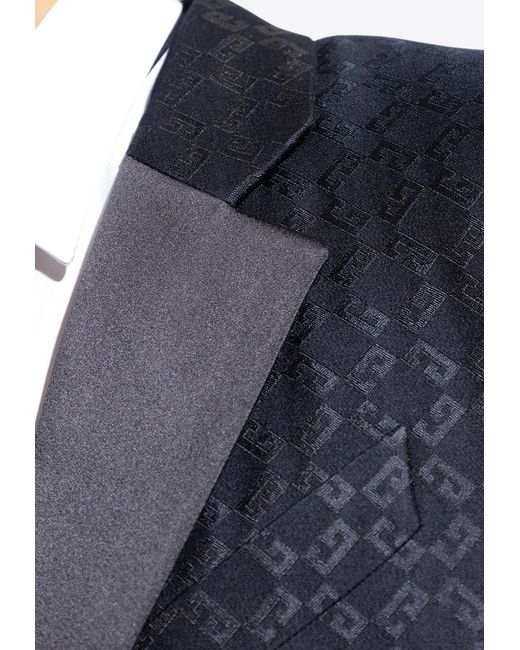 Givenchy Blue Single-Breasted Logo Monogram Blazer for men
