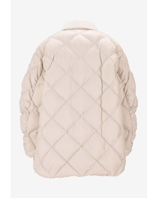 Lempelius Natural Logo Patch Quilted Down Jacket
