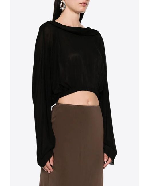 Rick Owens Black Sheer Hooded Cropped Top