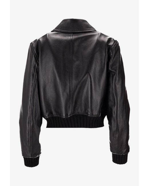 LA ROSE Black Leather Button-Up Jacket