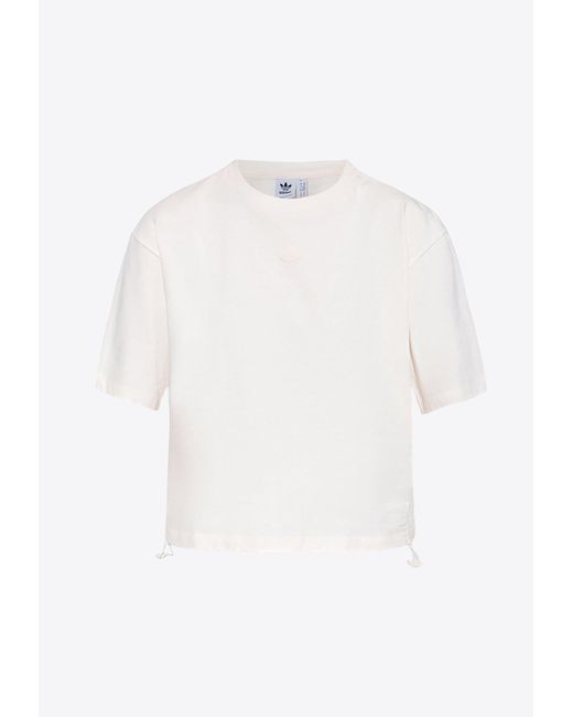 Adidas Originals White Crewneck T-shirt With Drawstrings