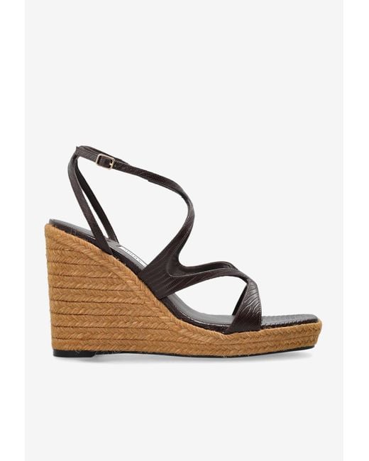 Jimmy Choo Metallic Ayla 110 Raffia Wedge Sandals