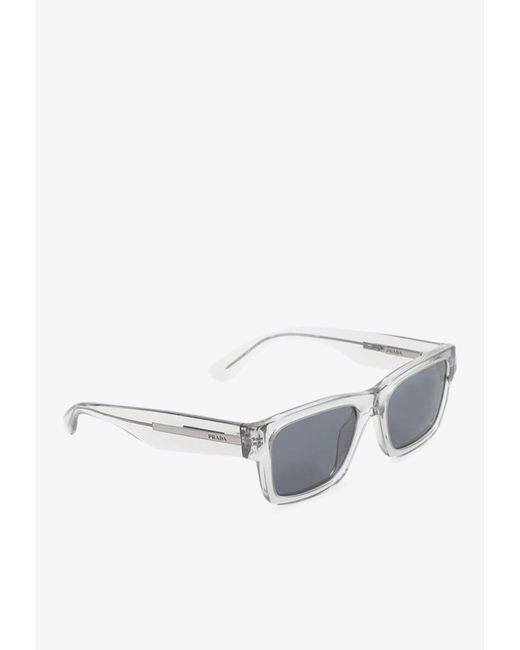 Prada White Square Acetate Sunglasses for men