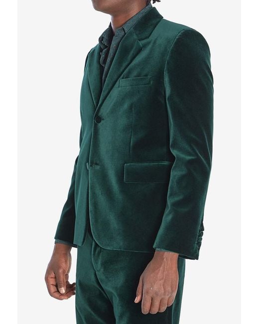 Gucci Green Single-Breasted Velvet Jacket for men