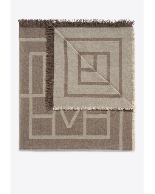 Totême  Brown Monogram Wool Cashmere Scarf