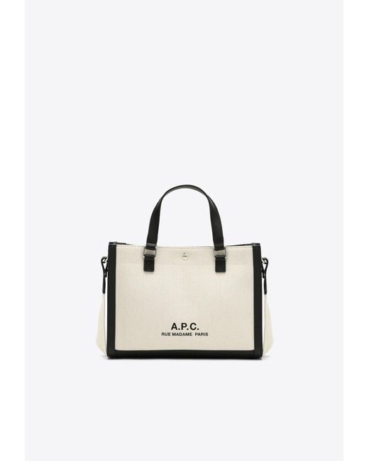 A.P.C. White Camille 2.0 Logo Print Tote Bag
