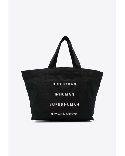 Rick Owens Black Printed Beach Tote Bag