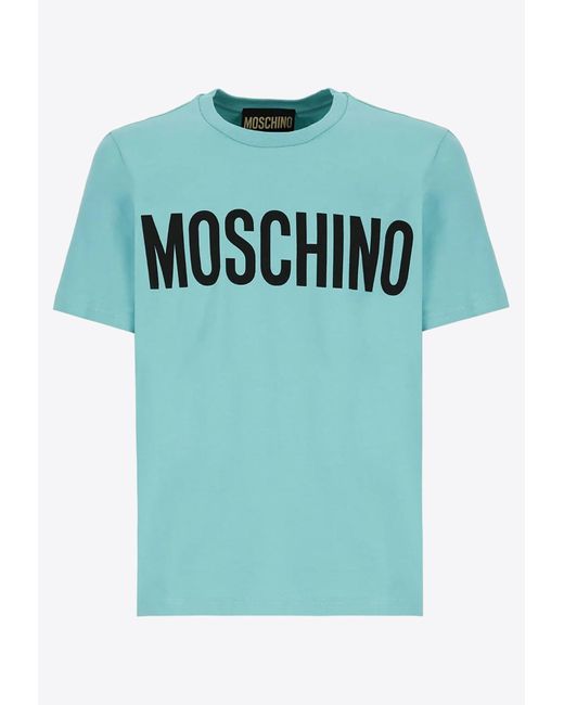 Moschino Blue Logo Print Short-Sleeved T-Shirt for men