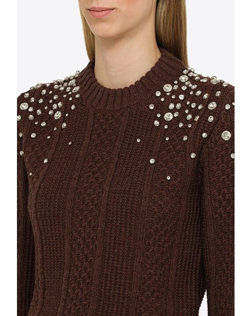 Golden Goose Deluxe Brand Brown Rhinestone-embellished Wool Sweater