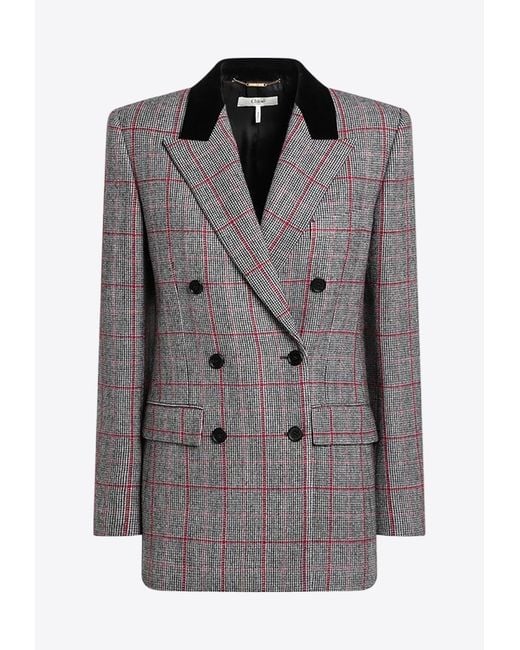 Chloé Gray Double-Breasted Checked Blazer