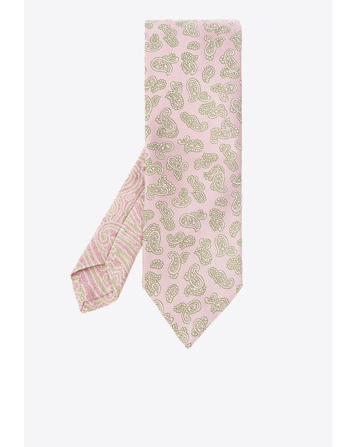 Etro Natural Paisley Print Silk Tie for men